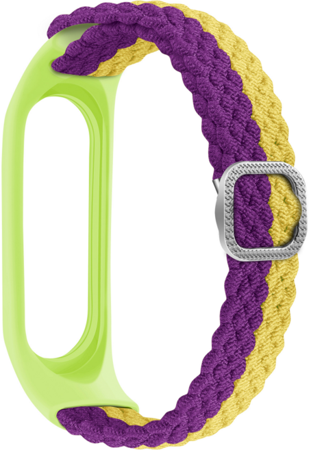 TAOMI 샤오미 미밴드 6 5 4 브레이드 솔로루프 콤비 스트랩, 퍼플/옐로우