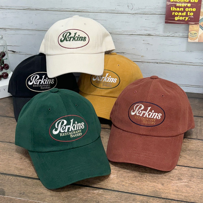 캡조아 퍼킨스 빈티지 코튼 볼캡 가을 겨울 남녀공용 자수 레터링 커플 야구모자