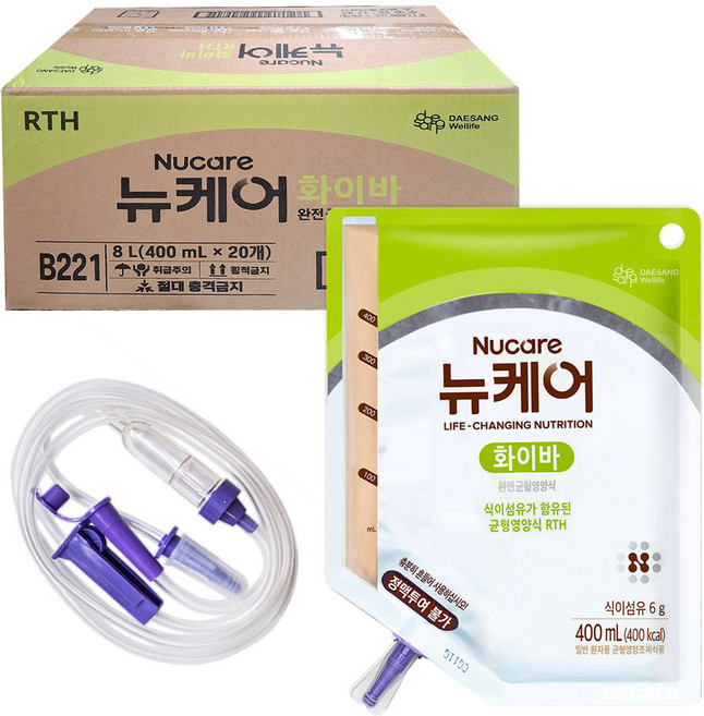 대상 뉴케어 화이바 RTH 파우치 환자영양식 경관식 균형영양식, 20개, 400ml