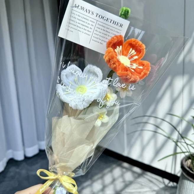 扭扭棒花束成品 小海葵花束 針織花束 毛根花, 成品小海葵2號, 1個
