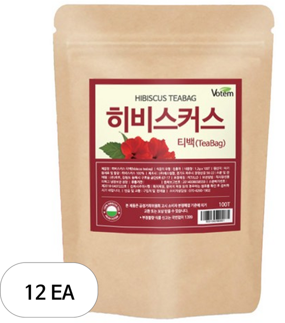VOTEM 히비스커스 삼각티백, 1.2g, 50개입, 12개