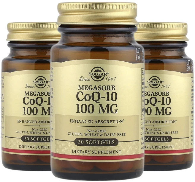 솔가 Megasorb 코큐텐 CoQ-10 100mg 소프트젤 30정 2+1, 3개 - 쿠팡