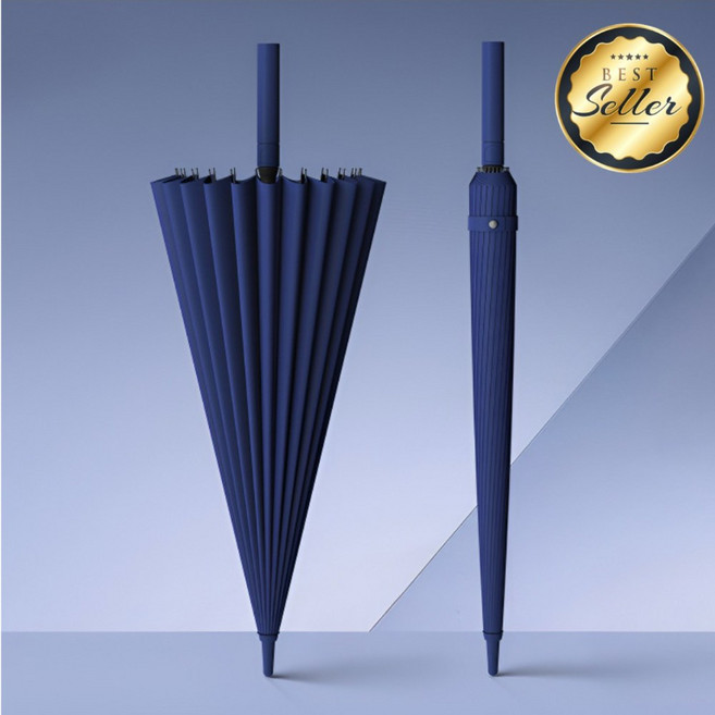 프리미엄 24K 대형 튼튼한 강풍 장우산 Glass Fiber 우산대, 1개, 남색(네이비)