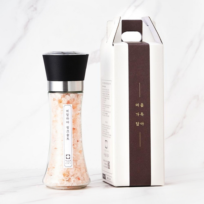 여섯별 히말라야 핑크솔트 유리병 그라인더 굵은소금 220g 결혼식 조문 답례품, 1개, 추석 2번 (감나무)