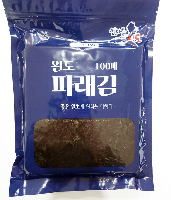 맛좋은 부드러운 완도산 파래김 100매, 200g내외, 1개