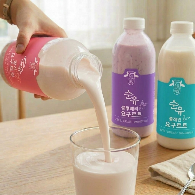 [20명 한정특가] 프리미엄 순유 딸기 요구르트, 2개, 1L