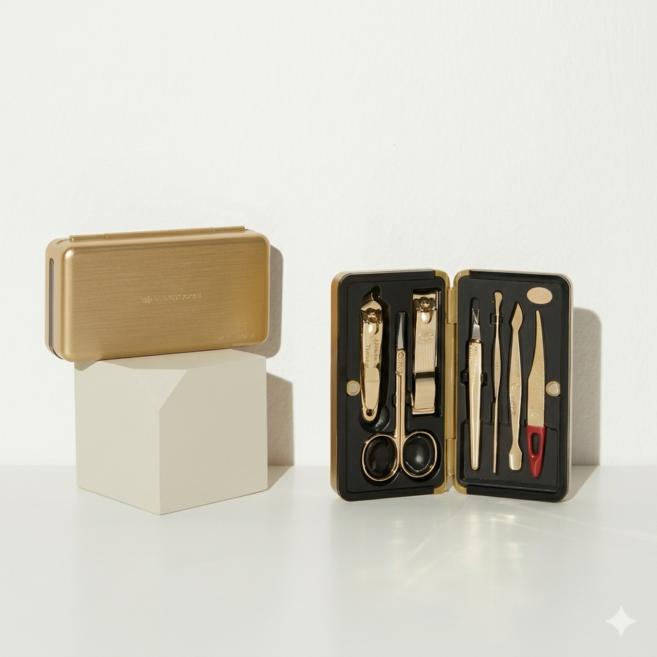 777 쓰리세븐 손톱깎이세트 튐방지 발톱깎이 사선 정밀 커팅 휴대용 손톱정리 네일케어도구 휴대용 기내용 판촉 답례품, 골드, 골드, 1개