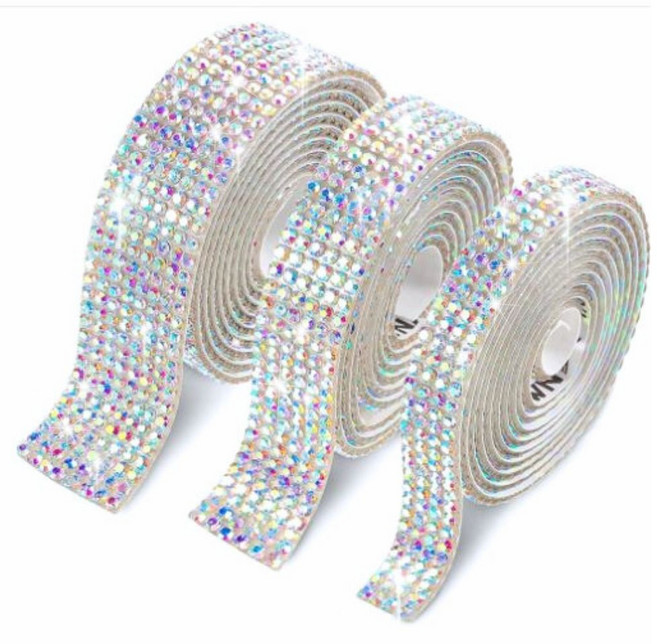 다이아몬드 큐빅 스티커 롤, 투명AB 6줄