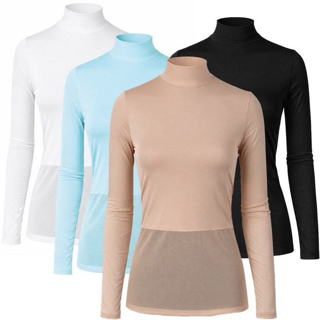 여성 골프 반목 망사 이너웨어 자외선차단 냉감 긴팔 쿨링 레이어드 티셔츠