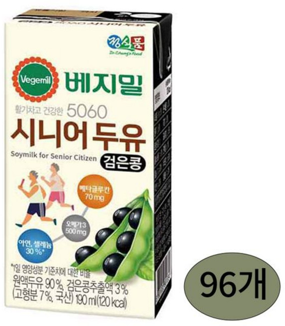 베지밀 5060 시니어 두유 검은콩, 190ml, 96개