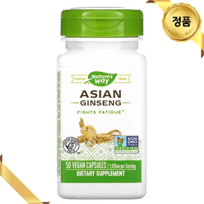 네이쳐스웨이 아시안 인삼 560mg 베지테리안 캡슐, 1개, 50정 - 쿠팡