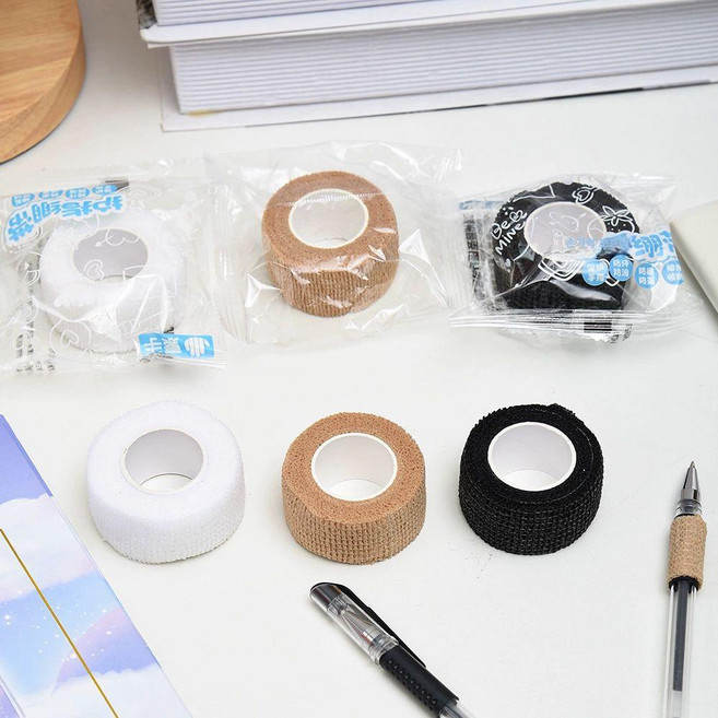 손톱물어뜯기 방지 밴드 테이프 붕대 골무, 너비 2.5cm 길이 4.6m, 1개, 블랙 화이트 스킨톤 6롤 추가 1롤