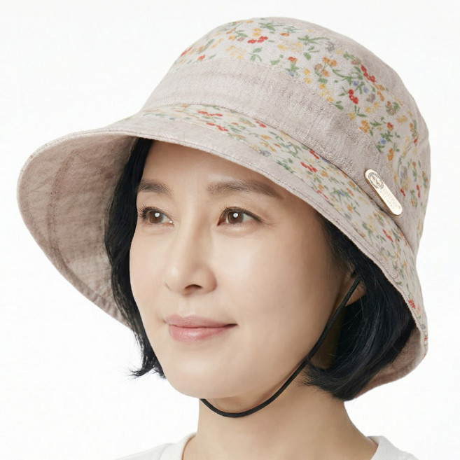 [국산] 여름 벙거지 투톤 풀꽃밭 망사햇 중년여성 모자 할머니 화려한 망사 플라워