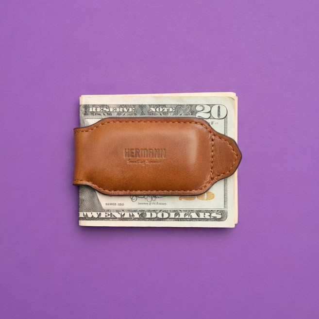 헤르만 이태리 가죽 피니언 마그넷 기어 - PMG 유클립 안전벨트 멀티 클립 벨트고정 머니클립, 1개, 와인 레드