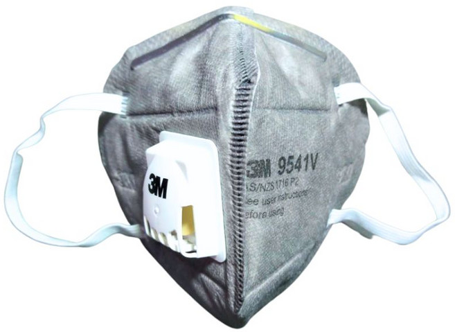 3M 9541V 耳掛式活性碳口罩，KN95/P2級防護，呼吸閥設計，舒適透氣，灰黑色, 灰黑色, 1個