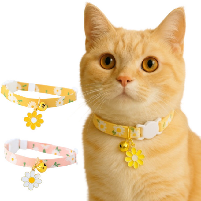 킹냥 꽃방울 고양이목걸이 소형견목줄 2색상, 꽃방울 핑크, 1개