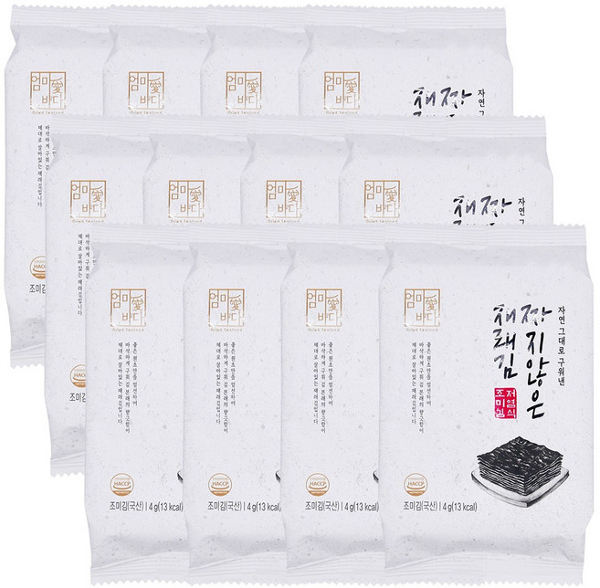 가락시장521 국산 짜지않은 도시락김 재래김 간편포장 저염김, 4g, 24개