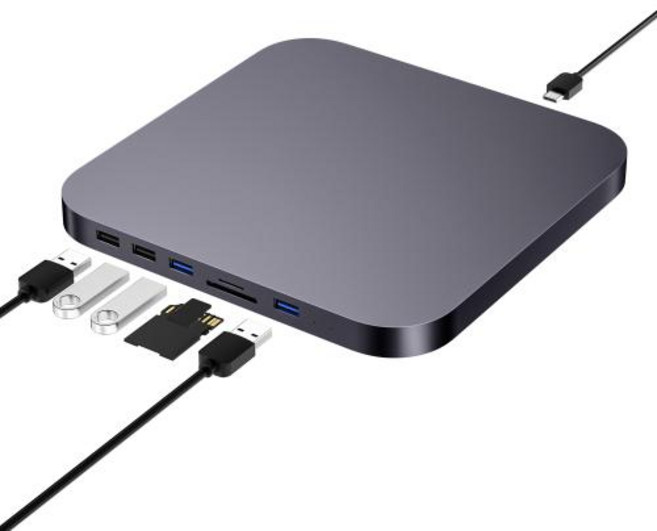 Mac mini M1 M2용 Colorii USB C 허브(HDD 인클로저 포함) 2.5 SATA NVME M.2 SSD Gen 도킹 스테이션, 01 그레이, 1개