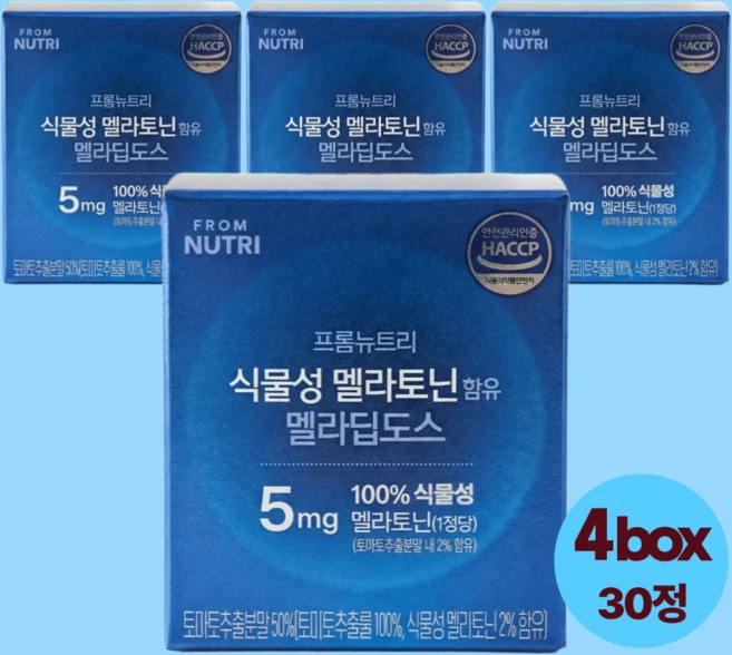 프롬뉴트리 멜라딥도스 미국 식물성멜라토닌 멜라토닌5mg, 4세트, 15g - 쿠팡