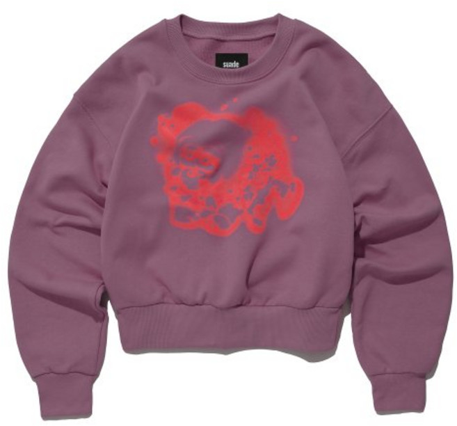 [스웨이드] AIRBRUSH DOG CROP CREWNECK [PINK]