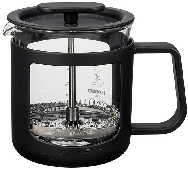 HARIO(하리오) 카페프레스 U 프렌치프레스 티프레스 프레스식 커피 내열유리 실용용량 300ml 블랙 CPU-2-B, 상세페이지 참조, 1개