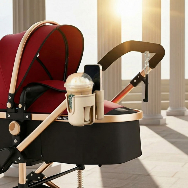 라이프온 두손해방 착붙 유모차 컵홀더, 2개, 라떼베이지