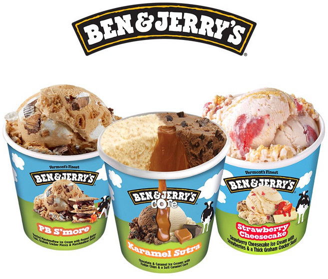 벤앤제리스 파인트 아이스크림 3종 혼합구성(스트로베리치즈케익+피비스모어+카라멜수트라코어), 1개 - 아이스크림 파인트