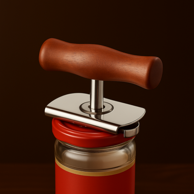 스테이친구 파워그립오프너 원목손잡이 만능오프너 뚜껑따개, 1개, 브라운