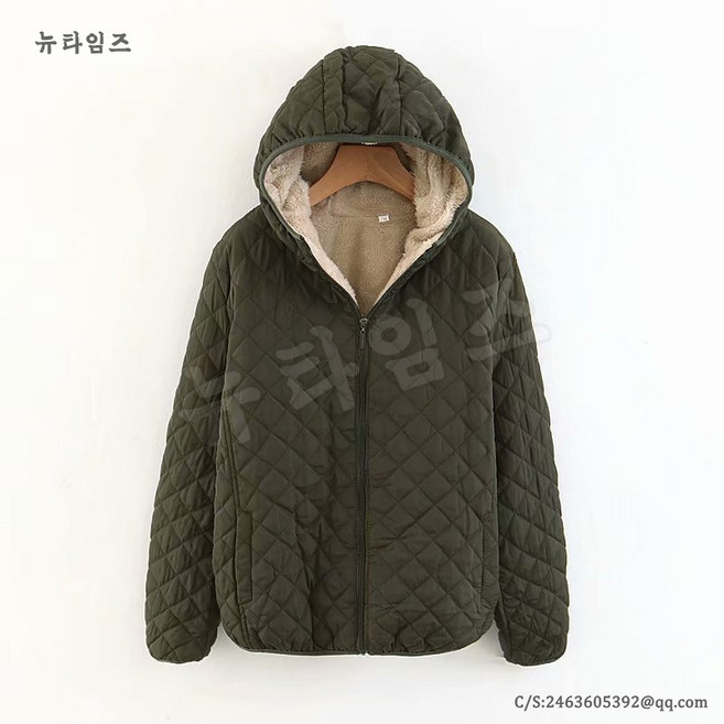 추동 체크 자수 숏 점퍼 기모에 도톰한 램스울 패딩 YD 뉴타임즈 Y872H995