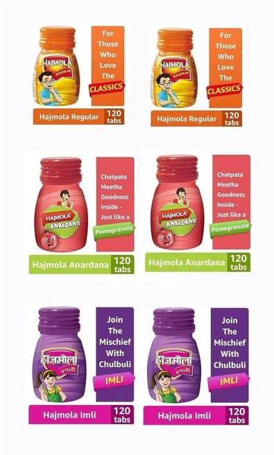 인도 Dabur Hajmola 일반 정제 120정(2팩) + Imli 정제 120정(2팩) + Anardana 정제 120정(2팩)_총6팩, 수량 - 쿠팡