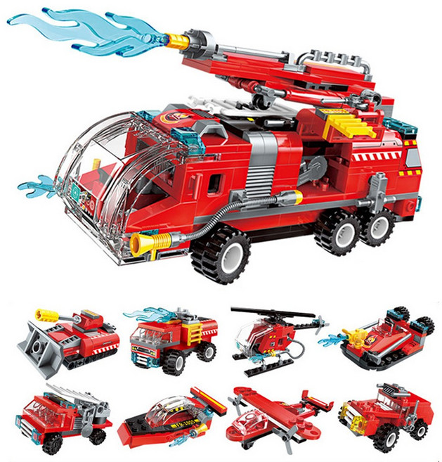 8in1 합체 소방 경찰 군인 블럭 레고호환블럭 8종세트, 1번소방(8in1), 1개