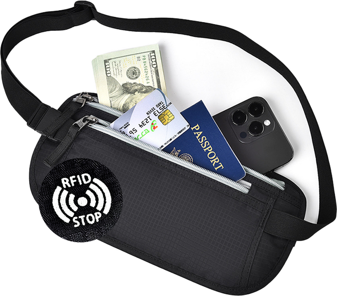픽101 RFID차단 도난방지 복대형 여권지갑 가방