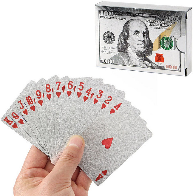 100달러 트럼프 카드(실버) 바이시클 홀덤 카드게임, 1개