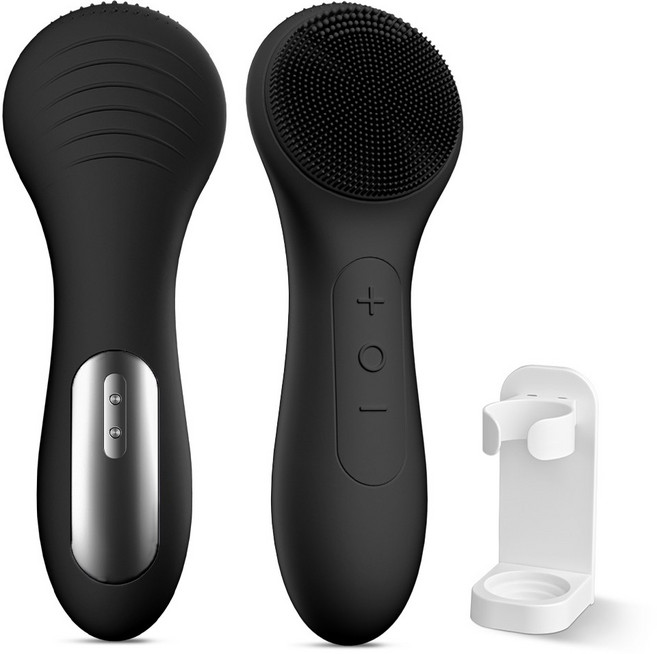 진동 클렌저 실리콘 세안 브러쉬 진동 온열 세안기, 블랙
