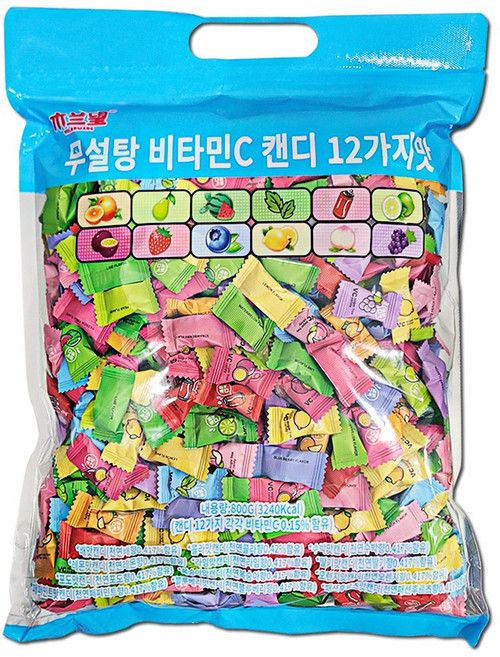 MULANWANG 무설탕 비타민 C 민트 캔디 12가지맛 800g 과일맛 사탕, 1개