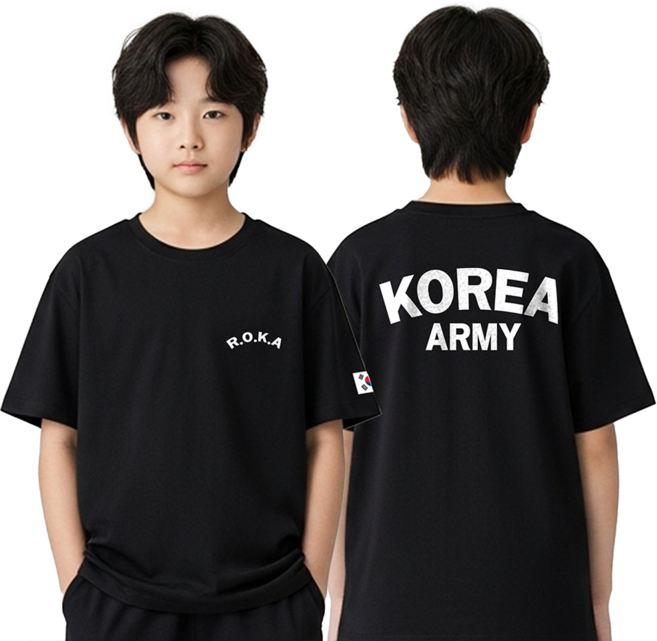 로크택티컬 1+1 키즈 국산 ROKA KC인증 면100% 로카티 군인티셔츠