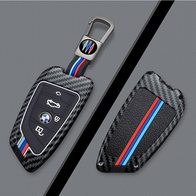메탈릿 BMW 호환 메탈 키케이스 스마트키 디스플레이키 키링 키홀더, B타입, 카본