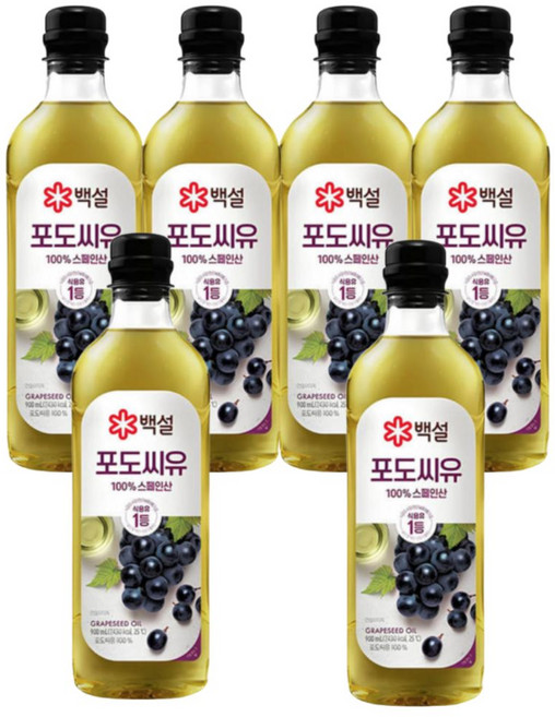 백설 포도씨유, 6개, 900ml