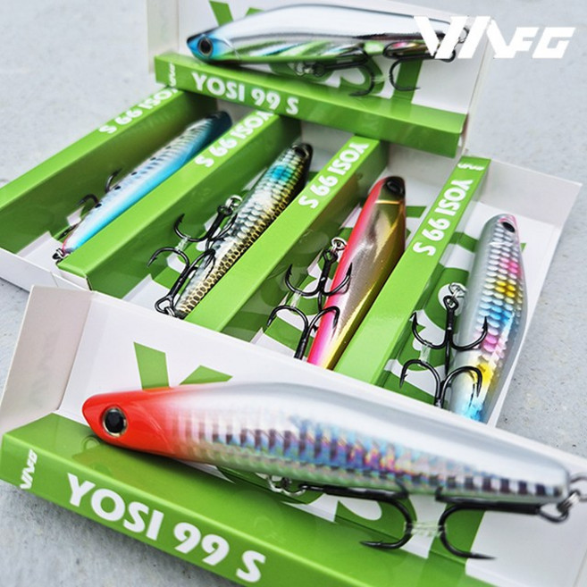 VA 요시 99S 장타용 농어 미노우 싱킹 펜슬 베이트 28g, 1개, 5번 골드크롬