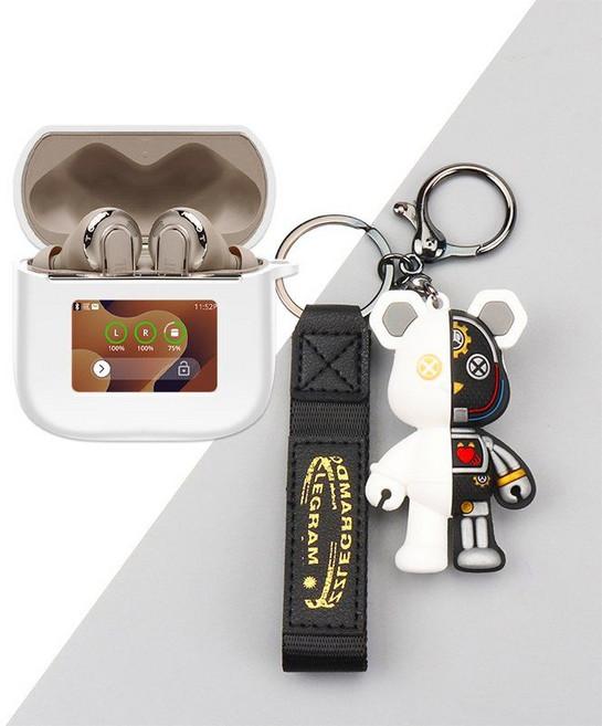 JBL 투어 프로3 케이스 피규어 키링 스트랩 버클 후크, 4 화이트 케이스 + 트렌디 베어, JBL TOUR PRO2 케이스, 1개