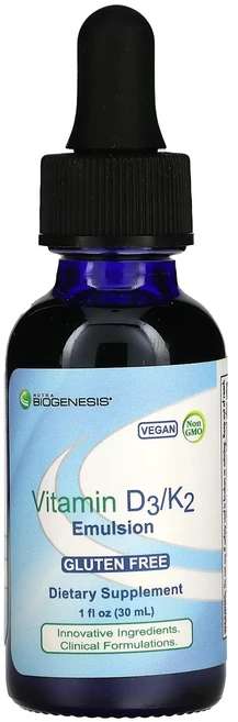 Nutra BioGenesis 비타민D3/K2 에멀전 30 ml(1 fl oz), NutraBioGenesis비타민D3K2에멀전30ml1, 1개, 30ml - 쿠팡