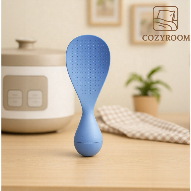 코지룸 오뚝이 밥풀안붙는 스탠딩 밥주걱, 1개, 아쿠아블루