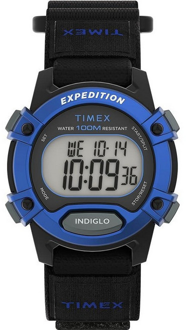 Timex 유니 익스페디션 CAT 33mm 시계 블랙/블랙 Expedition CAT 중간 사이즈 33mm, 블랙/디지털/블랙/블루