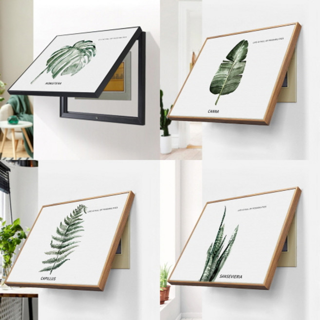 무타공 플랜트 인테리어 두꺼비집가리개 그림액자, 몬스테라/블랙, 액자형