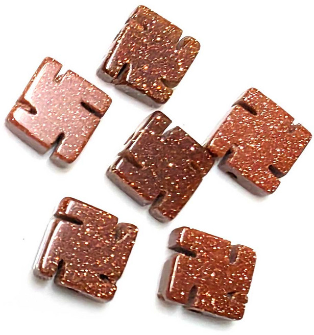 Bead 팔찌원석 불교 만자 팬던트 한팩 원석선택, 만자 사금석 (6개)