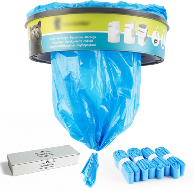내추럴리펀 리터락커 호환 리필 에어씰 배변 봉투 탈취 비닐 세트, 1세트, 블루 유향