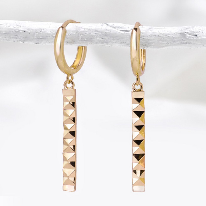 주리에떼 14K 18K 여성 데일리 컷팅 일자바 루스 원터치 금 귀걸이