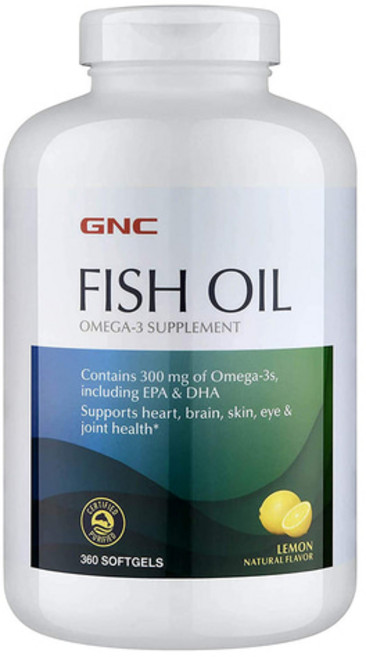GNC 오메가 피쉬 오일 레몬 300mg 360캡슐 EPA DHA FIsh Oil, 1개, 360정