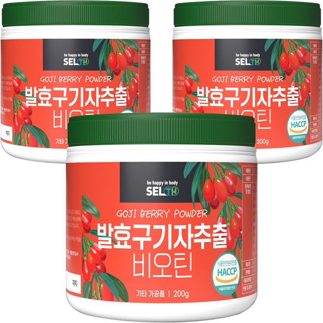 국내산 발효 구기자 추출 비오틴 국산 식약처 HACCP 인증 분말 가루, 200g, 3개