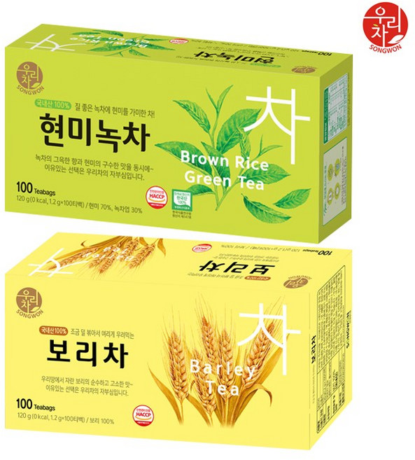 송원 현미녹차 100T +보리차 100T (200T)